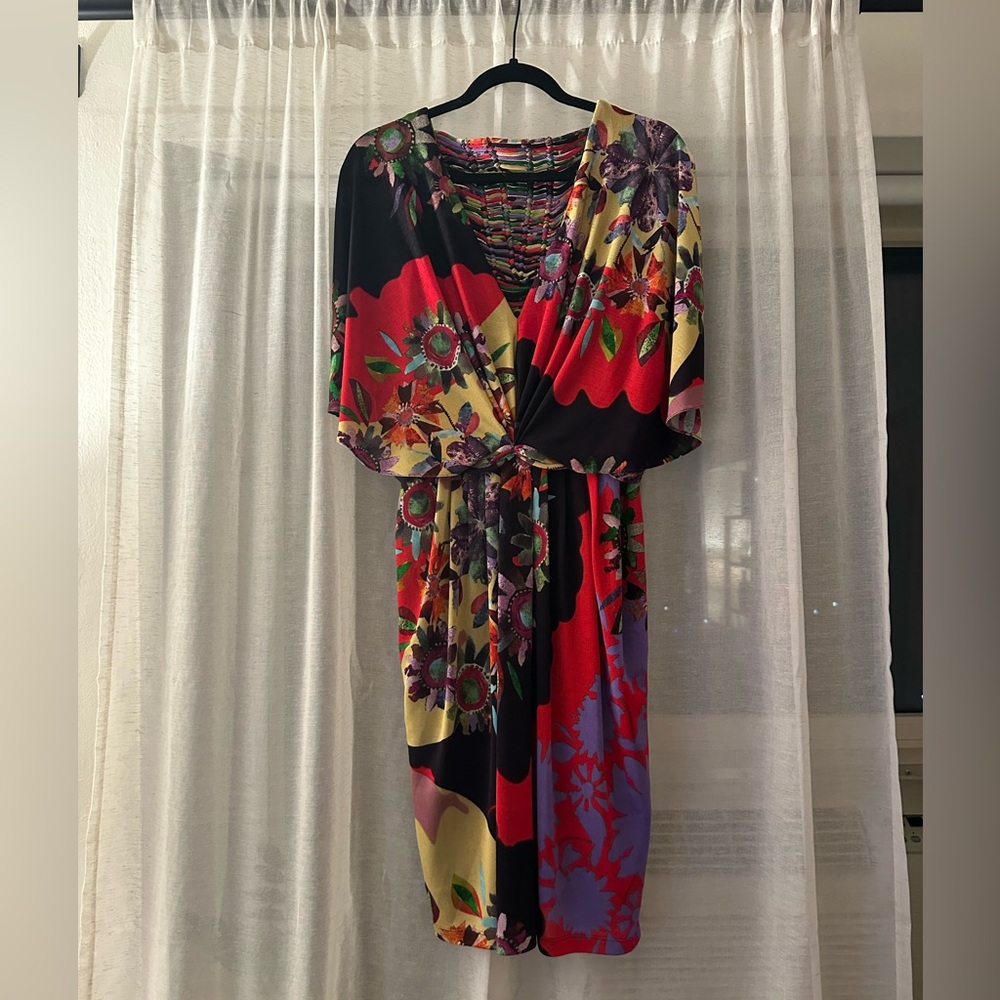 Ranna Gill Tropical Dress with Basketweave back
